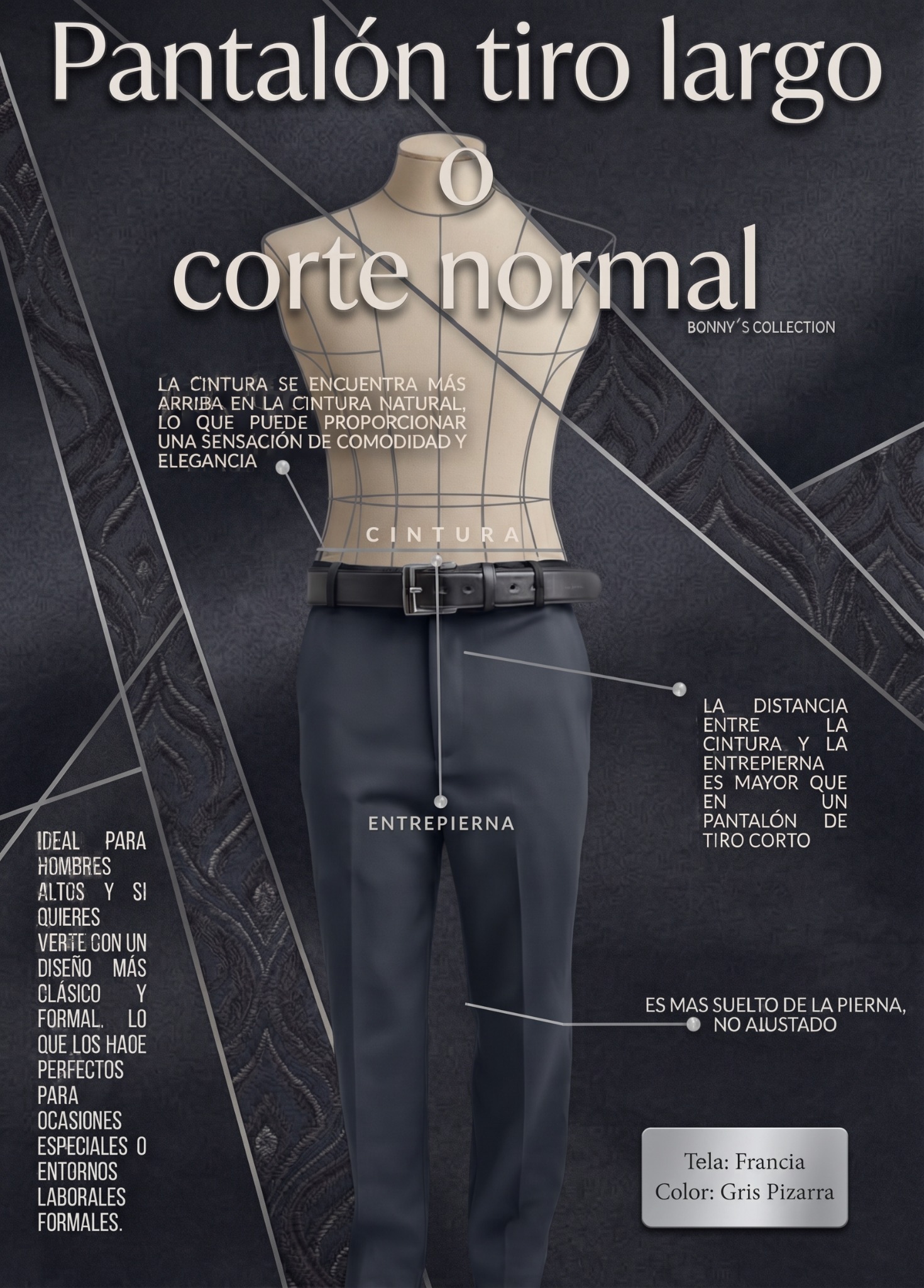 Guía Pantalón tiro largo o corte normal
